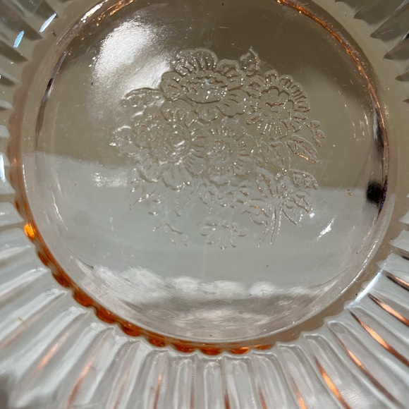 Vintage Pink Depression Glass Floral Butter/Covered Serving Dish - Picture 3 of 6